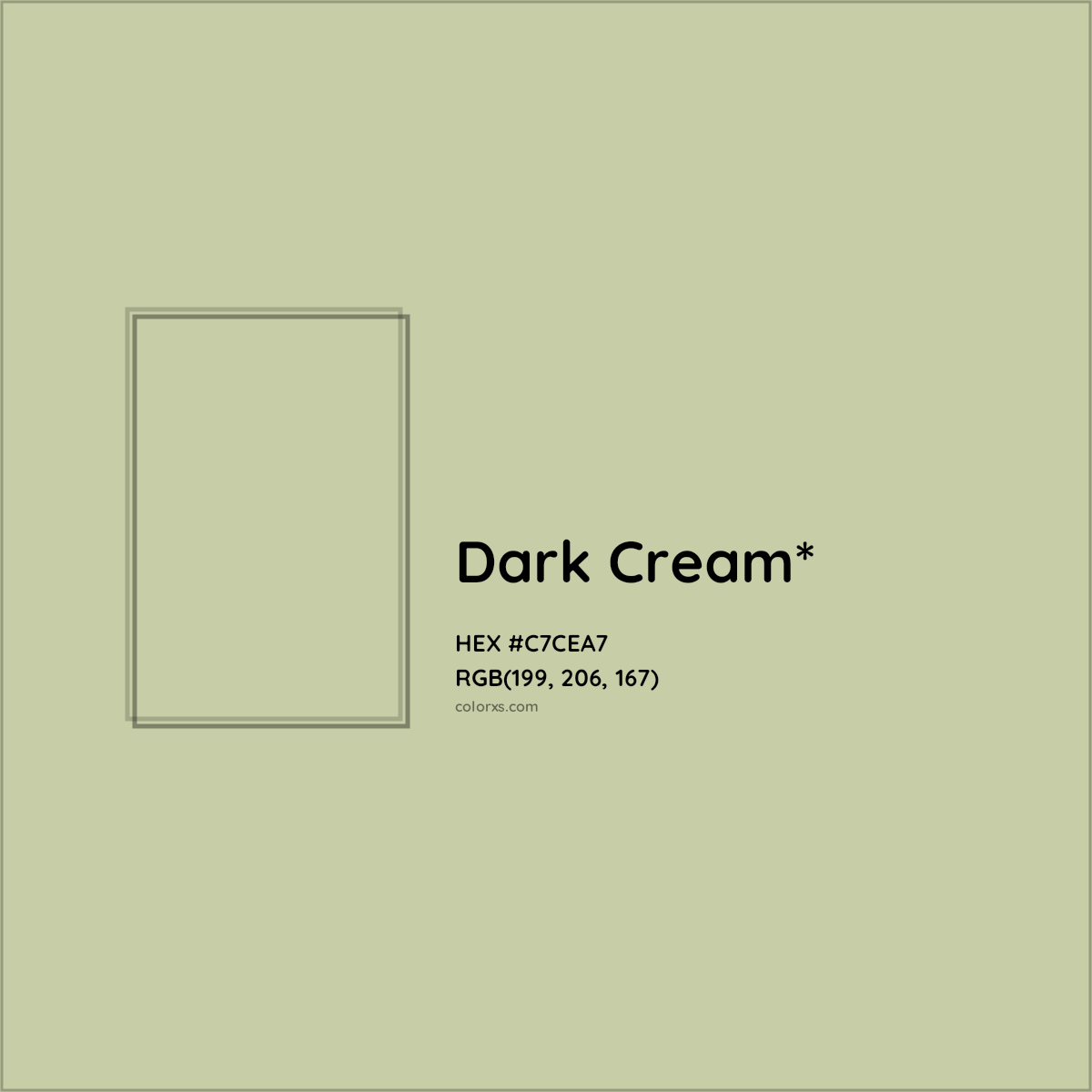 #C7CEA7 hex color. RGB, RYB, CMYK, HSL, HSV codes and color conversions. Matching color names, palettes, paints.