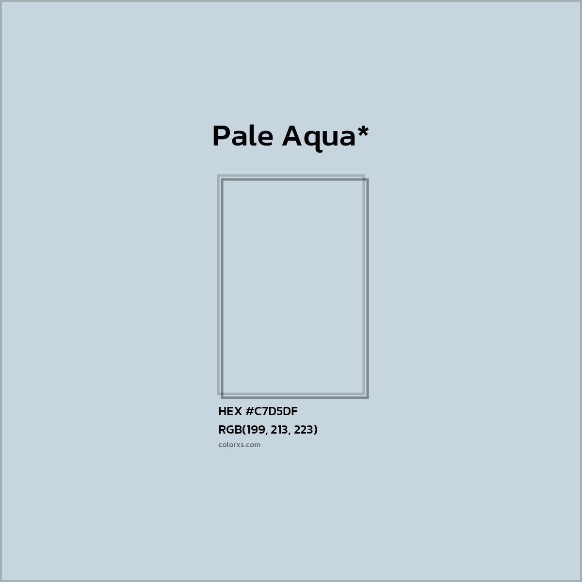 #C7D5DF hex color. RGB, RYB, CMYK, HSL, HSV codes and color conversions. Matching color names, palettes, paints.