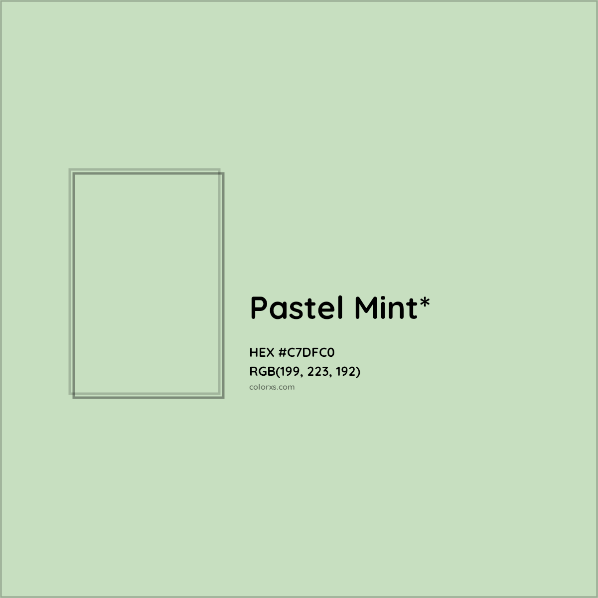#C7DFC0 hex color. RGB, RYB, CMYK, HSL, HSV codes and color conversions. Matching color names, palettes, paints.