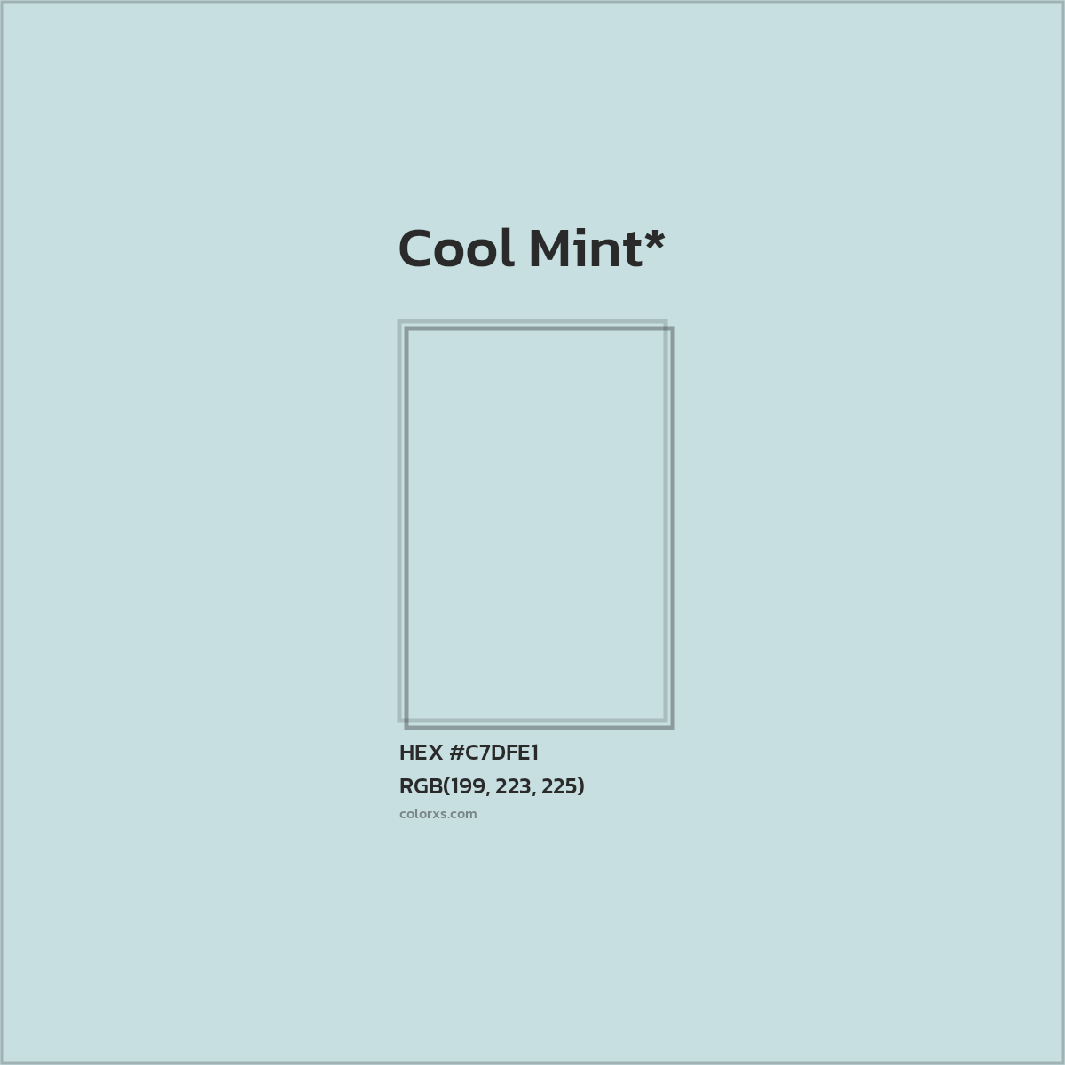#C7DFE1 hex color. RGB, RYB, CMYK, HSL, HSV codes and color conversions. Matching color names, palettes, paints.