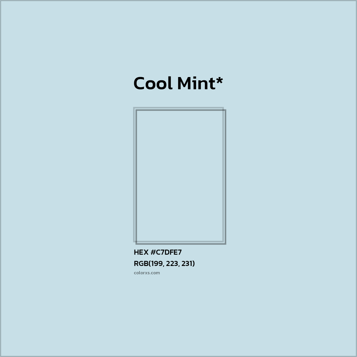 #C7DFE7 hex color. RGB, RYB, CMYK, HSL, HSV codes and color conversions. Matching color names, palettes, paints.