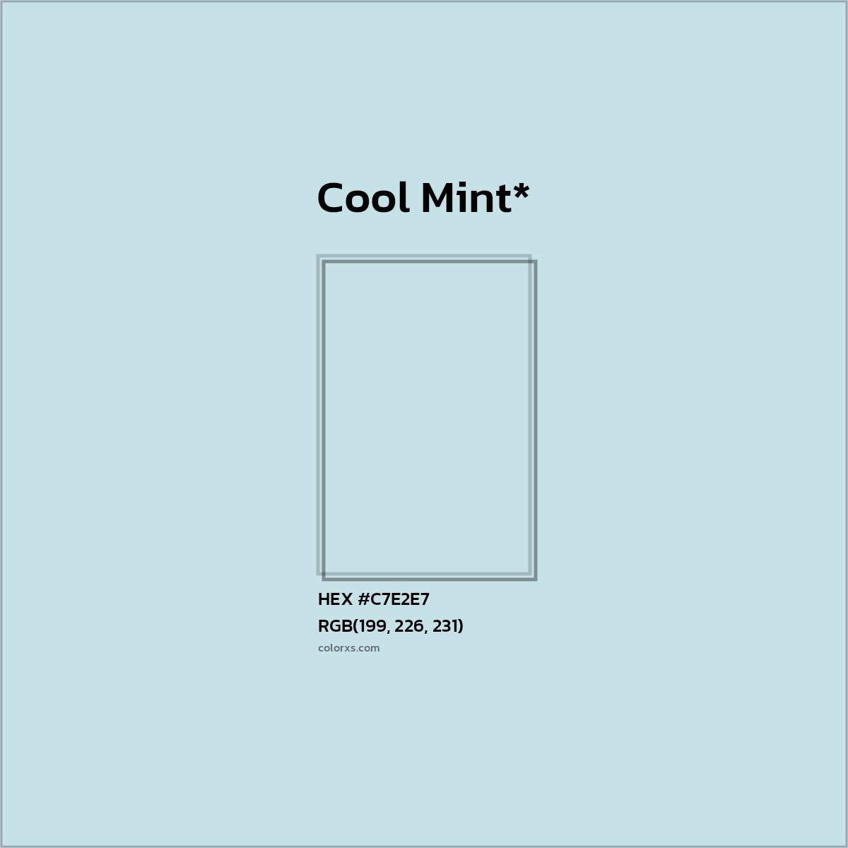 #C7E2E7 hex color. RGB, RYB, CMYK, HSL, HSV codes and color conversions. Matching color names, palettes, paints.