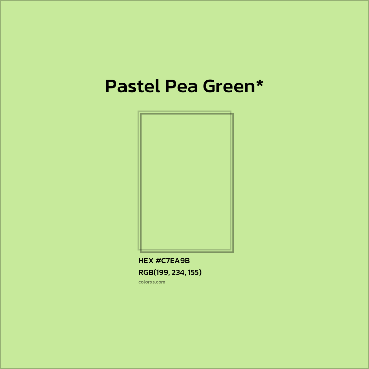 #C7EA9B hex color. RGB, RYB, CMYK, HSL, HSV codes and color conversions. Matching color names, palettes, paints.