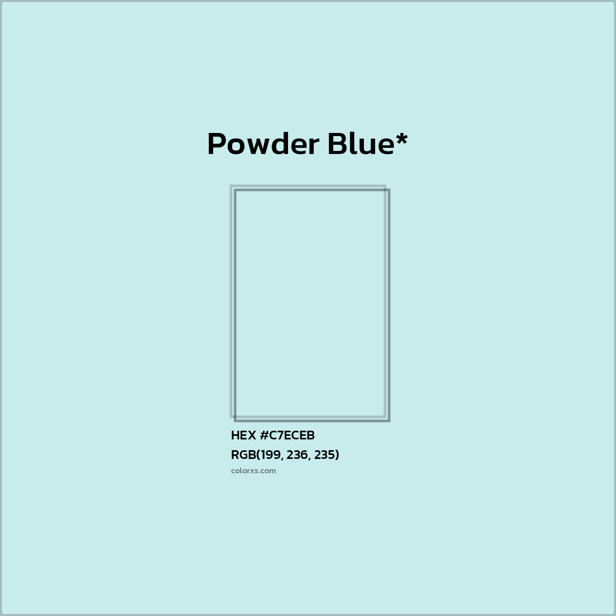 #C7ECEB hex color. RGB, RYB, CMYK, HSL, HSV codes and color conversions. Matching color names, palettes, paints.