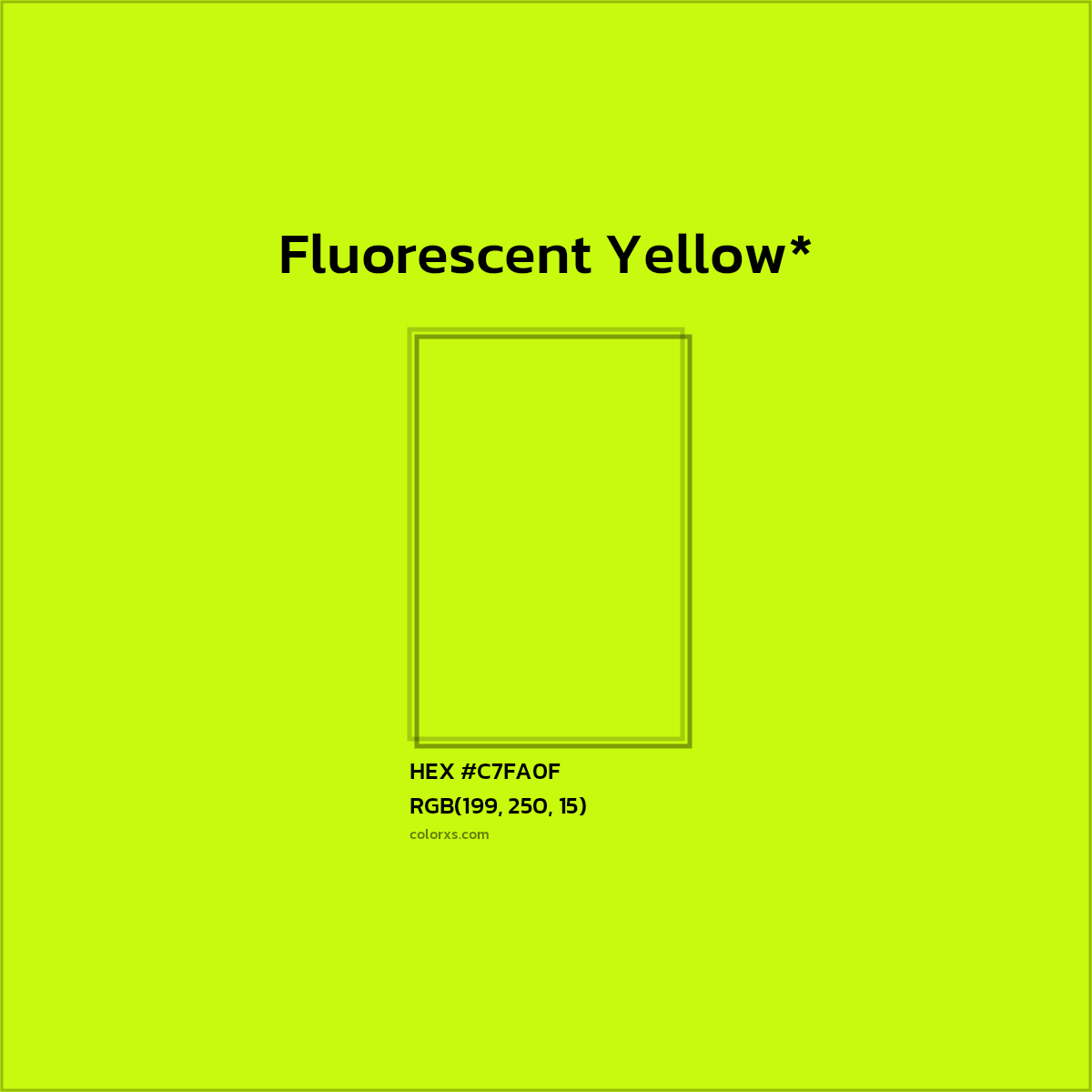 #C7FA0F hex color. RGB, RYB, CMYK, HSL, HSV codes and color conversions. Matching color names, palettes, paints.
