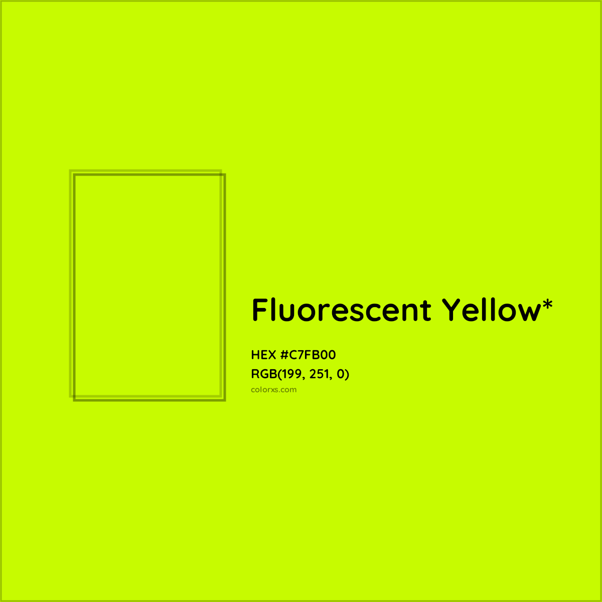 #C7FB00 hex color. RGB, RYB, CMYK, HSL, HSV codes and color conversions. Matching color names, palettes, paints.