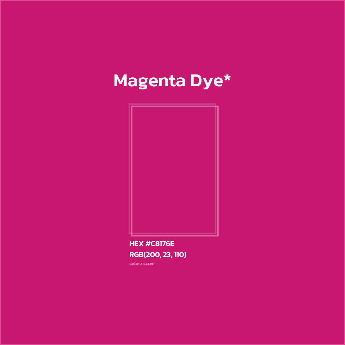 #C8176E hex color. RGB, RYB, CMYK, HSL, HSV codes and color conversions. Matching color names, palettes, paints.