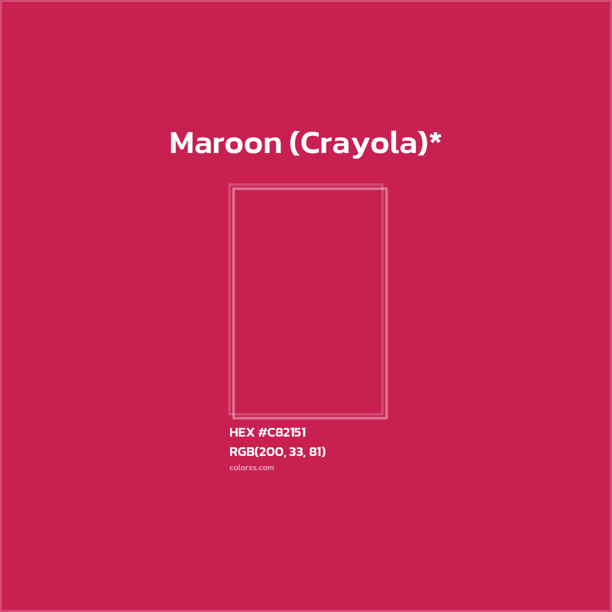 #C82151 hex color. RGB, RYB, CMYK, HSL, HSV codes and color conversions. Matching color names, palettes, paints.