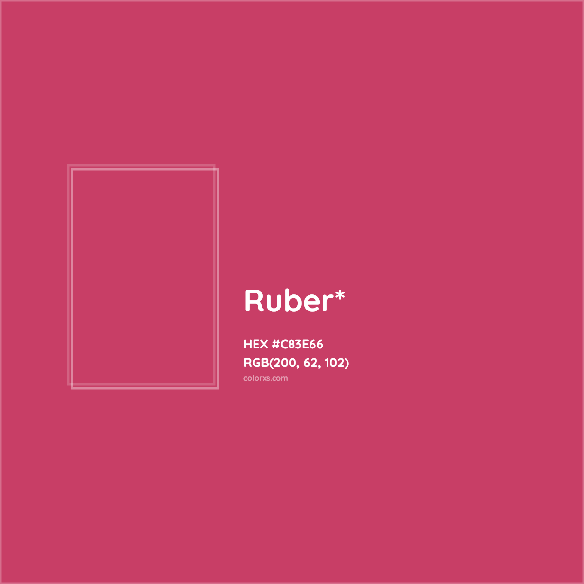 #C83E66 hex color. RGB, RYB, CMYK, HSL, HSV codes and color conversions. Matching color names, palettes, paints.