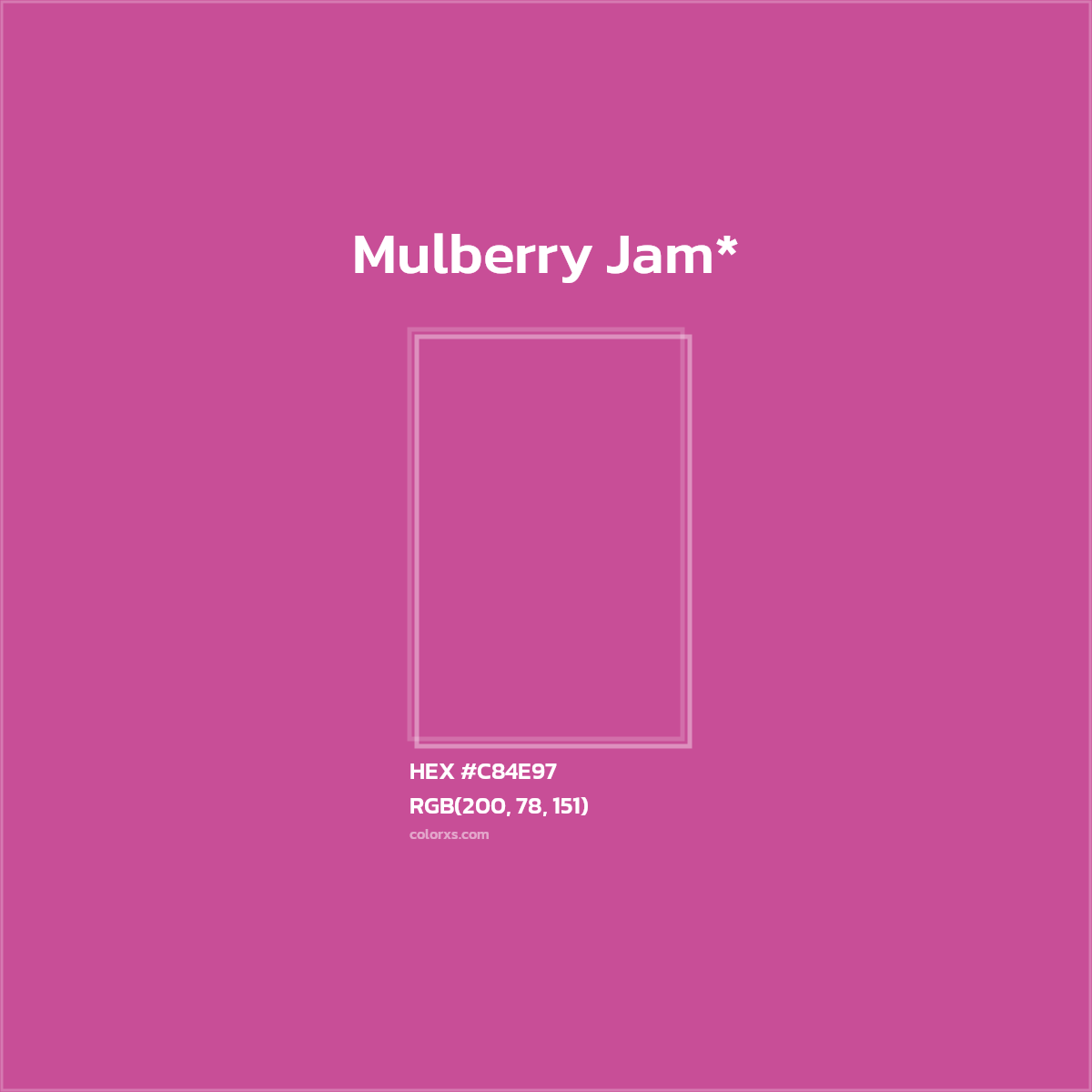#C84E97 hex color. RGB, RYB, CMYK, HSL, HSV codes and color conversions. Matching color names, palettes, paints.