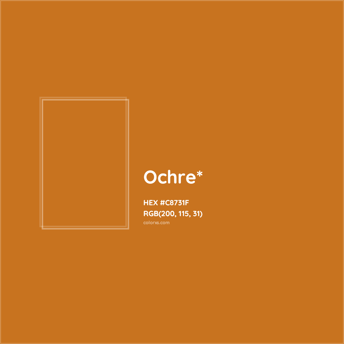 #C8731F hex color. RGB, RYB, CMYK, HSL, HSV codes and color conversions. Matching color names, palettes, paints.