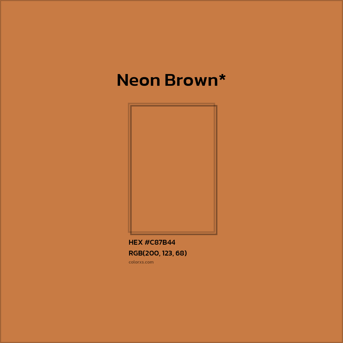 #C87B44 hex color. RGB, RYB, CMYK, HSL, HSV codes and color conversions. Matching color names, palettes, paints.