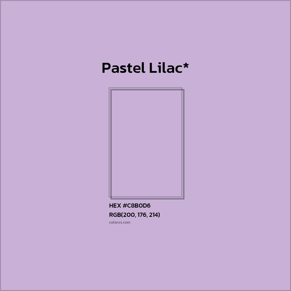 #C8B0D6 hex color. RGB, RYB, CMYK, HSL, HSV codes and color conversions. Matching color names, palettes, paints.