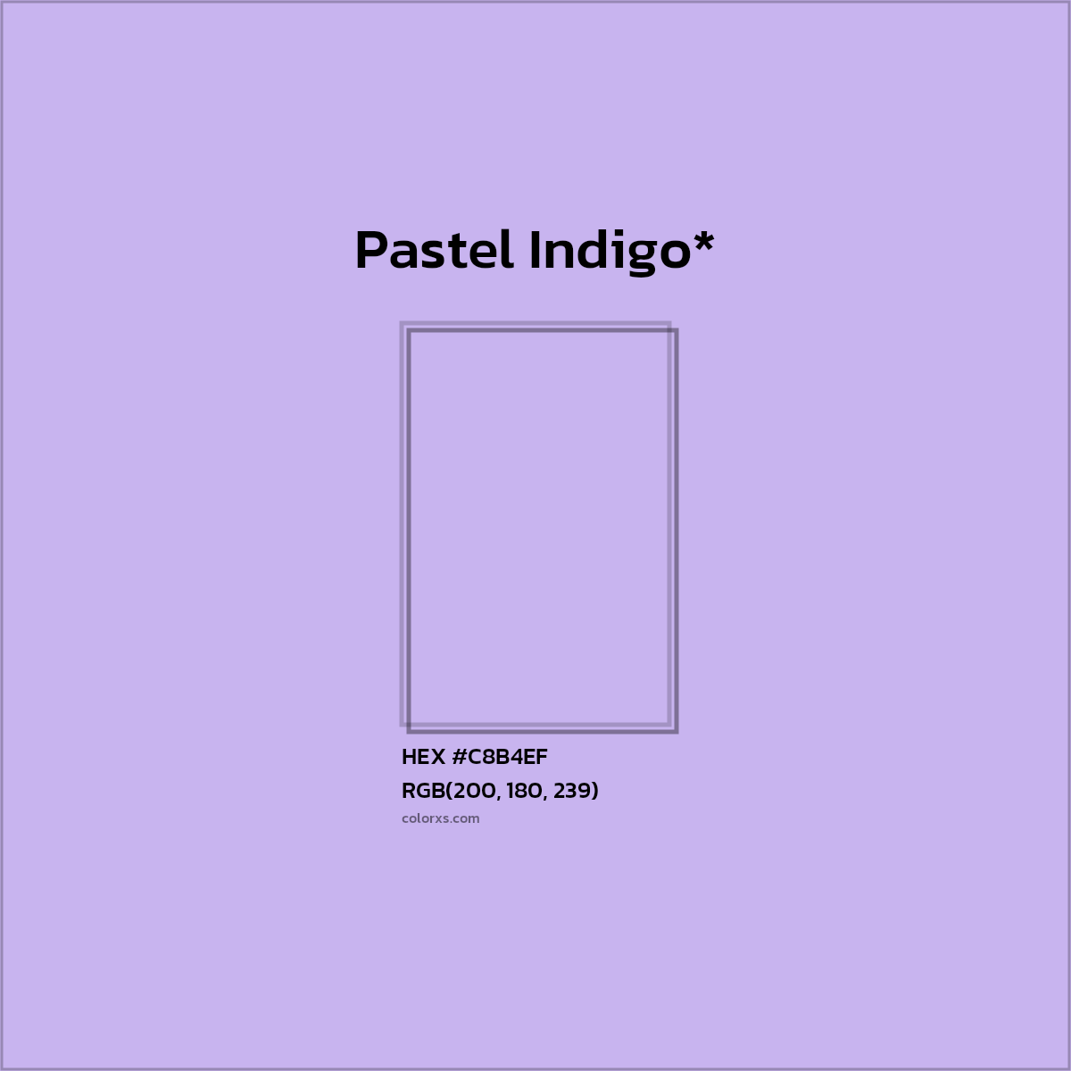 #C8B4EF hex color. RGB, RYB, CMYK, HSL, HSV codes and color conversions. Matching color names, palettes, paints.