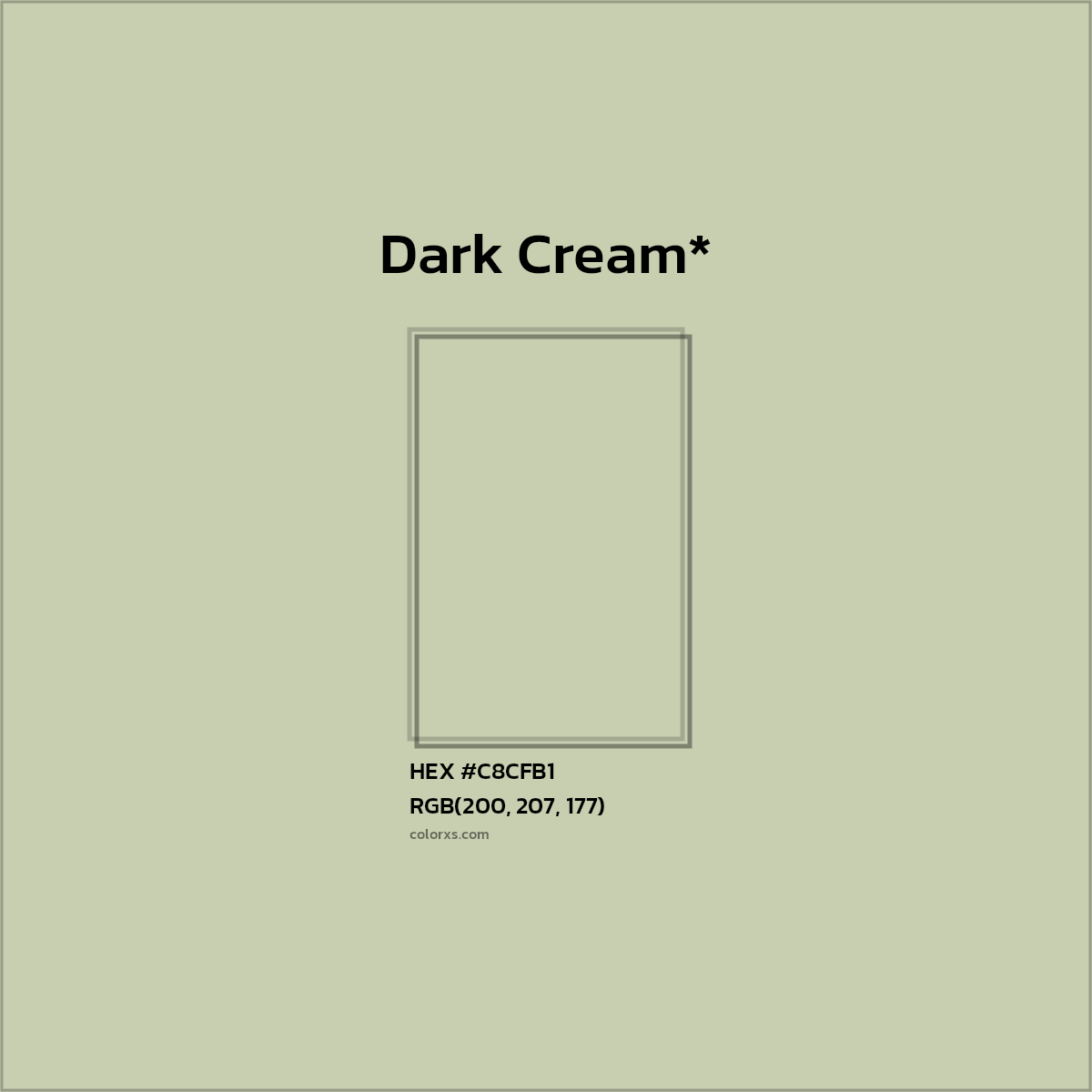 #C8CFB1 hex color. RGB, RYB, CMYK, HSL, HSV codes and color conversions. Matching color names, palettes, paints.