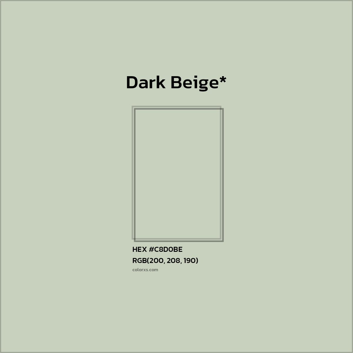 #C8D0BE hex color. RGB, RYB, CMYK, HSL, HSV codes and color conversions. Matching color names, palettes, paints.
