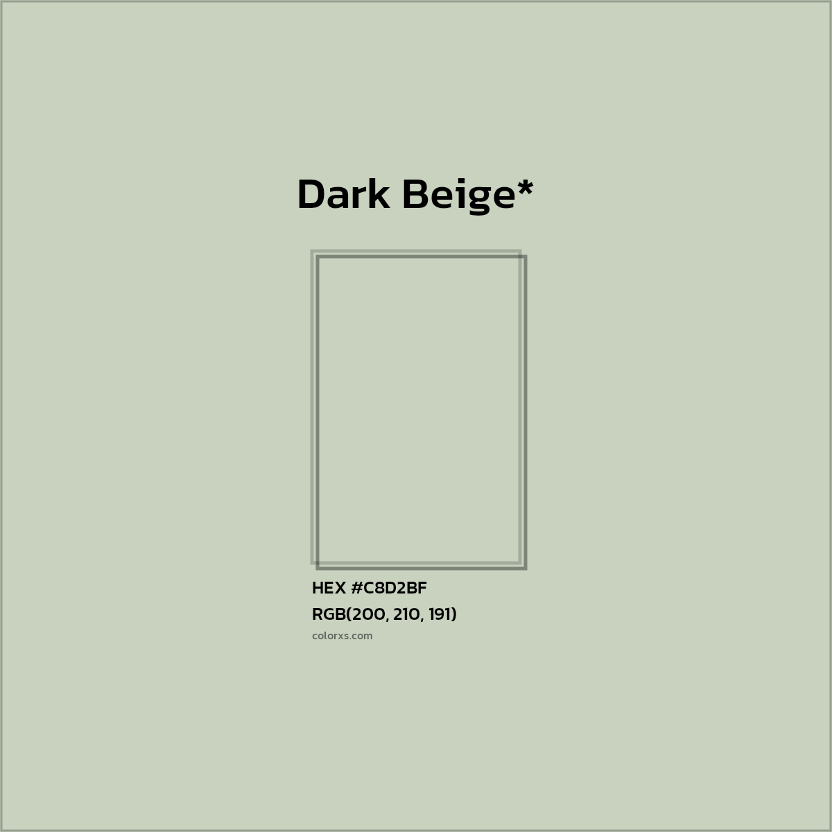 #C8D2BF hex color. RGB, RYB, CMYK, HSL, HSV codes and color conversions. Matching color names, palettes, paints.