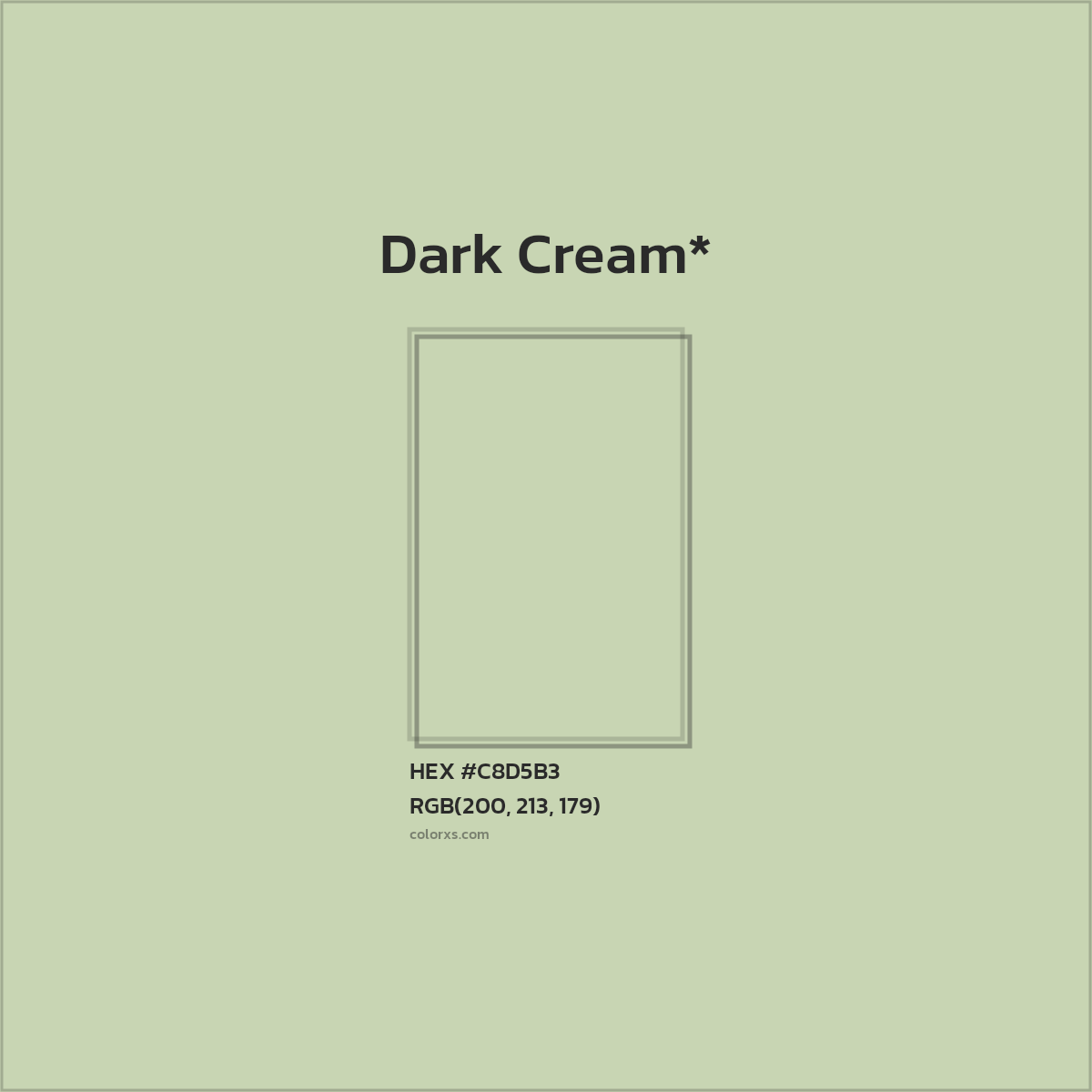 #C8D5B3 hex color. RGB, RYB, CMYK, HSL, HSV codes and color conversions. Matching color names, palettes, paints.