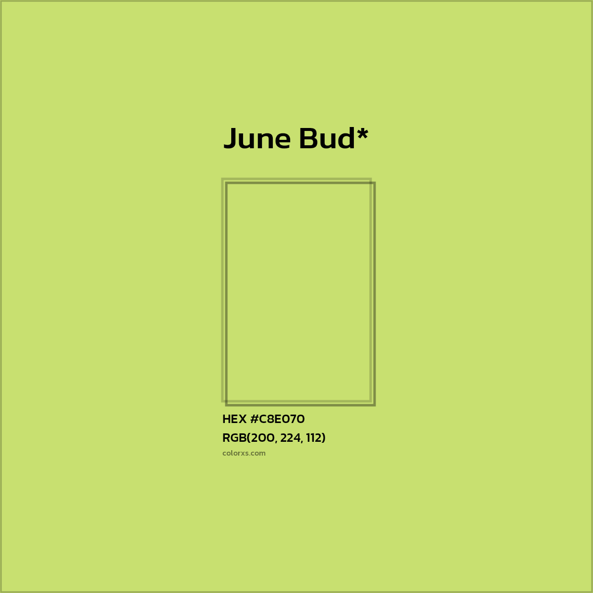 #C8E070 hex color. RGB, RYB, CMYK, HSL, HSV codes and color conversions. Matching color names, palettes, paints.