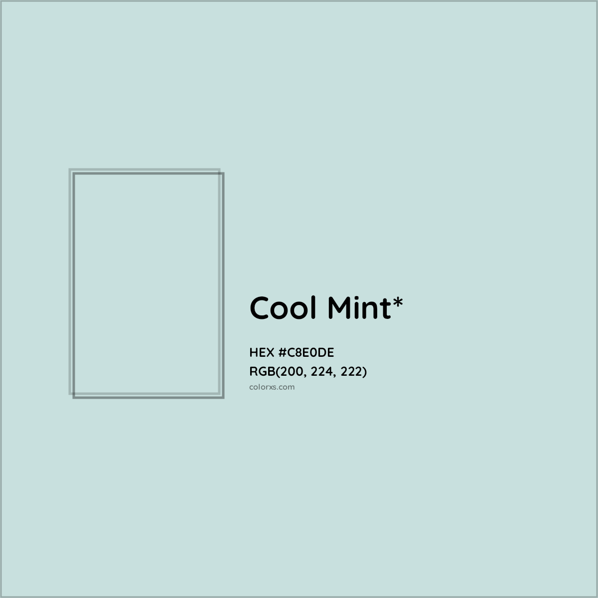 #C8E0DE hex color. RGB, RYB, CMYK, HSL, HSV codes and color conversions. Matching color names, palettes, paints.