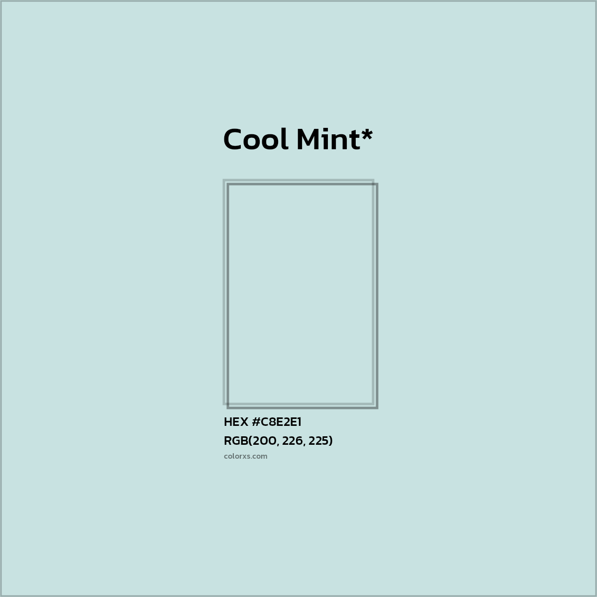 #C8E2E1 hex color. RGB, RYB, CMYK, HSL, HSV codes and color conversions. Matching color names, palettes, paints.