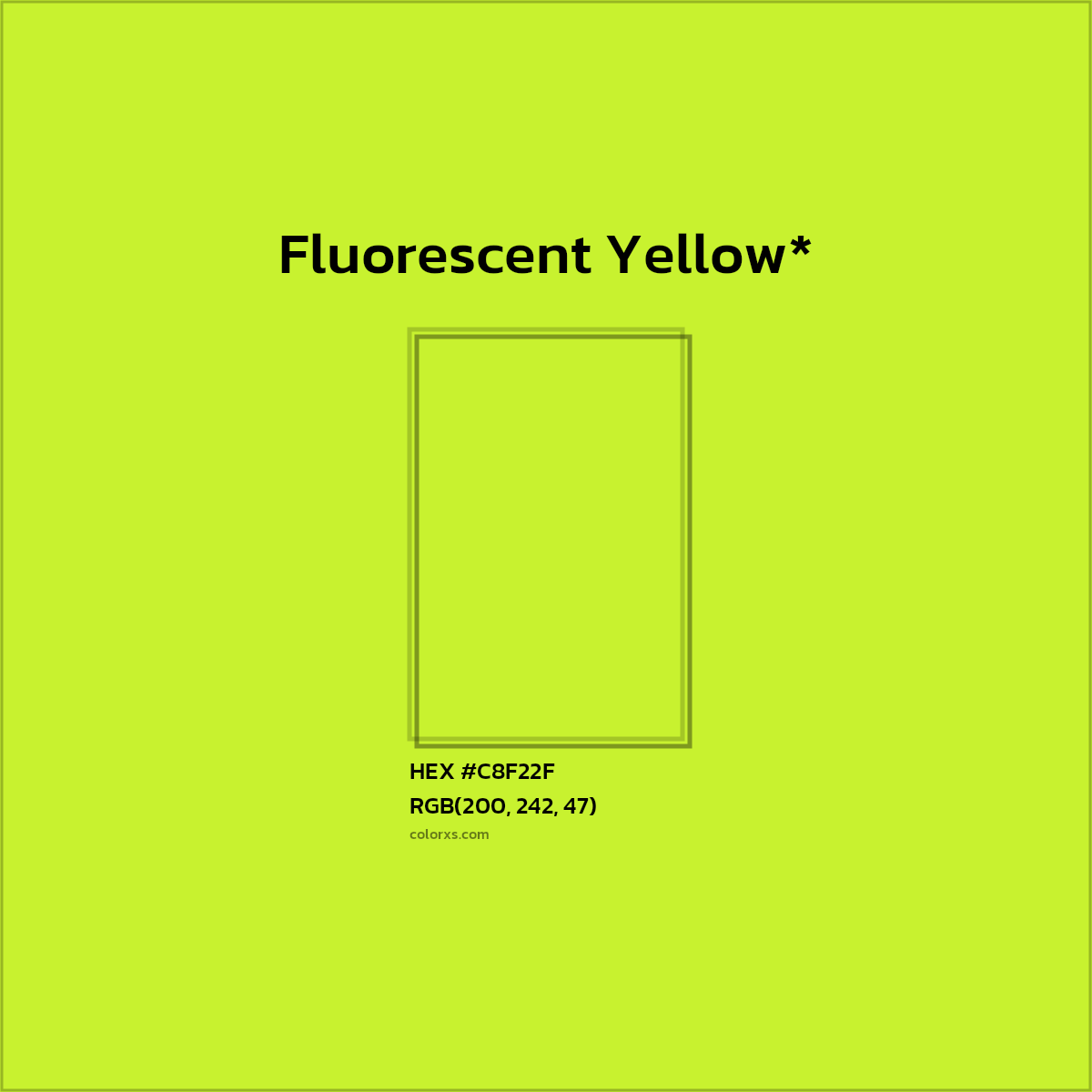 #C8F22F hex color. RGB, RYB, CMYK, HSL, HSV codes and color conversions. Matching color names, palettes, paints.