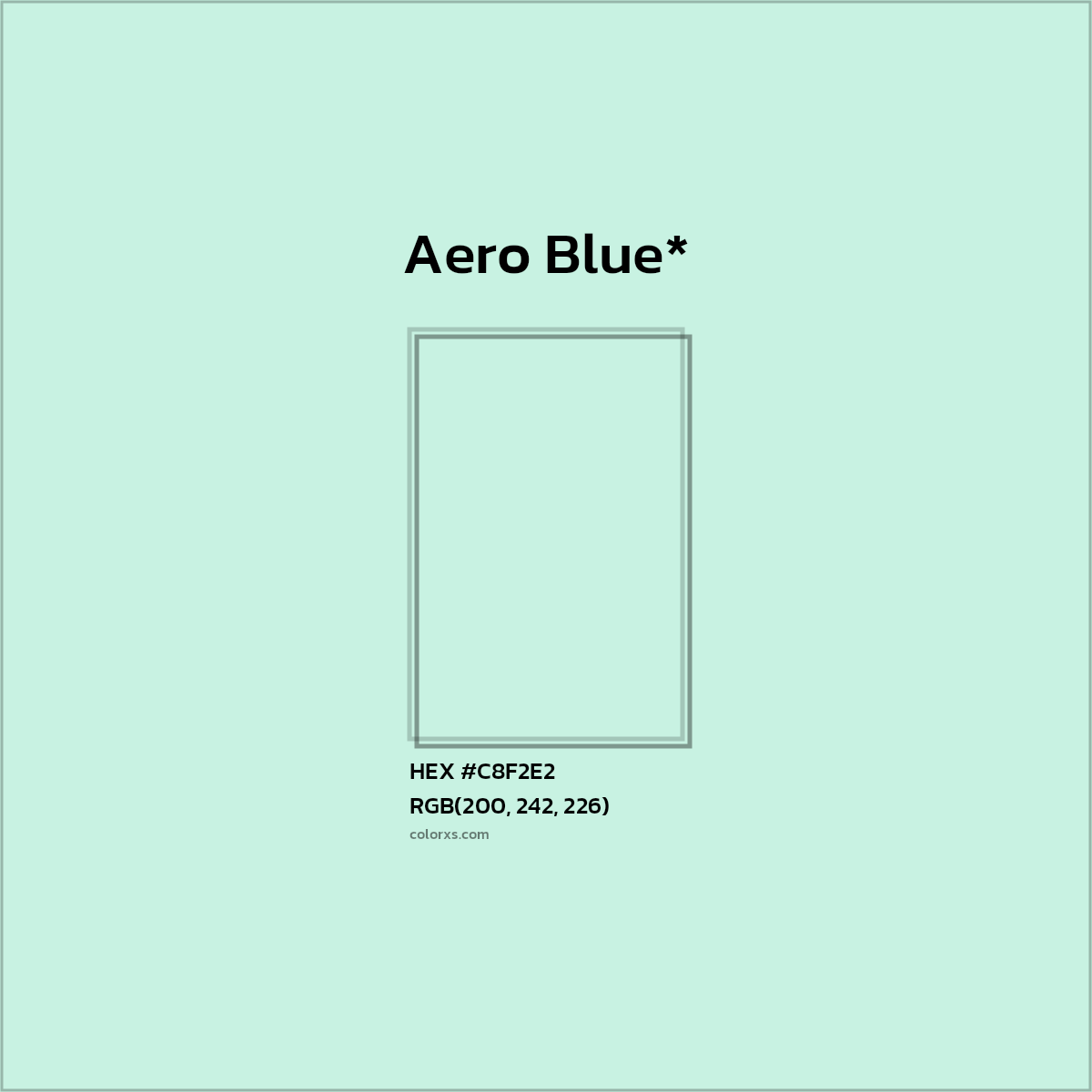 #C8F2E2 hex color. RGB, RYB, CMYK, HSL, HSV codes and color conversions. Matching color names, palettes, paints.