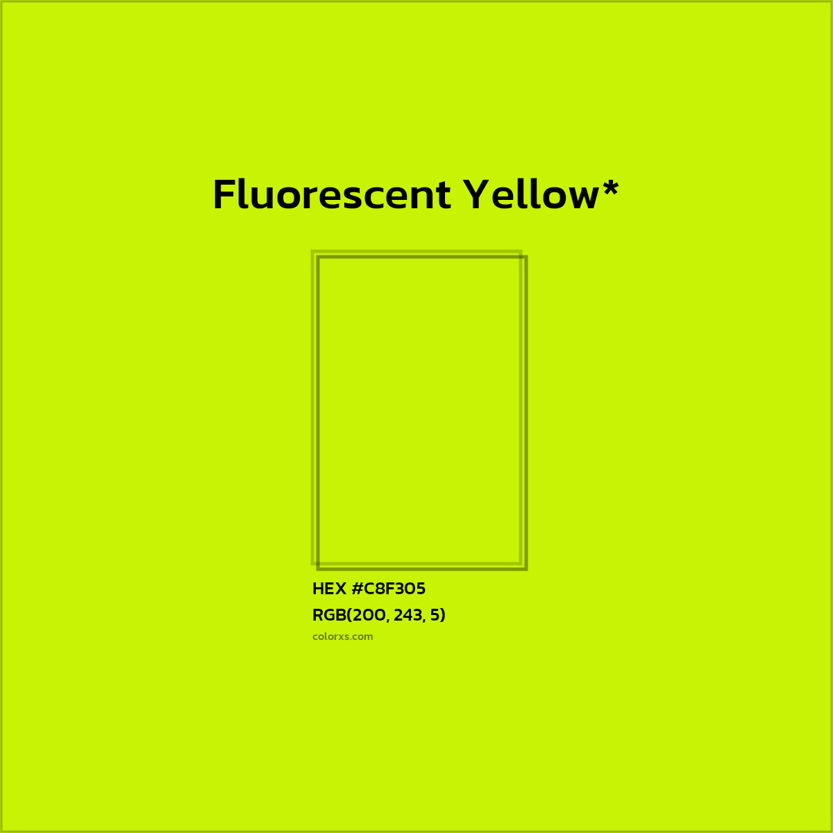 #C8F305 hex color. RGB, RYB, CMYK, HSL, HSV codes and color conversions. Matching color names, palettes, paints.