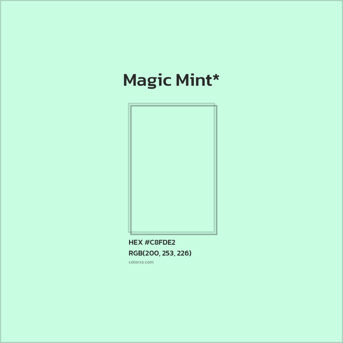 #C8FDE2 hex color. RGB, RYB, CMYK, HSL, HSV codes and color conversions. Matching color names, palettes, paints.