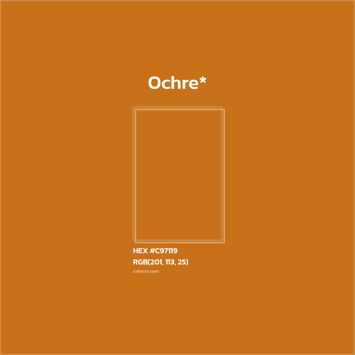 #C97119 hex color. RGB, RYB, CMYK, HSL, HSV codes and color conversions. Matching color names, palettes, paints.