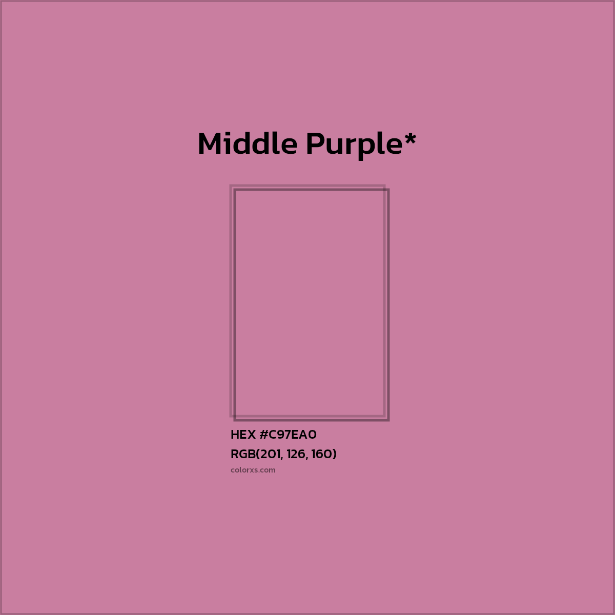#C97EA0 hex color. RGB, RYB, CMYK, HSL, HSV codes and color conversions. Matching color names, palettes, paints.