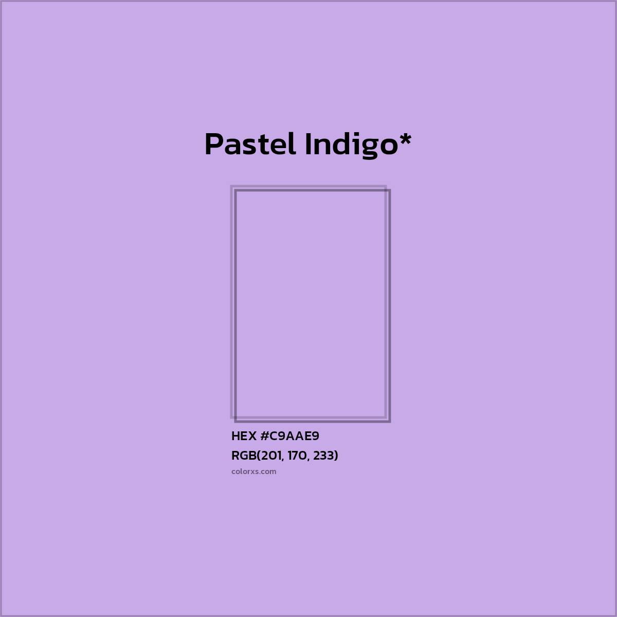 #C9AAE9 hex color. RGB, RYB, CMYK, HSL, HSV codes and color conversions. Matching color names, palettes, paints.