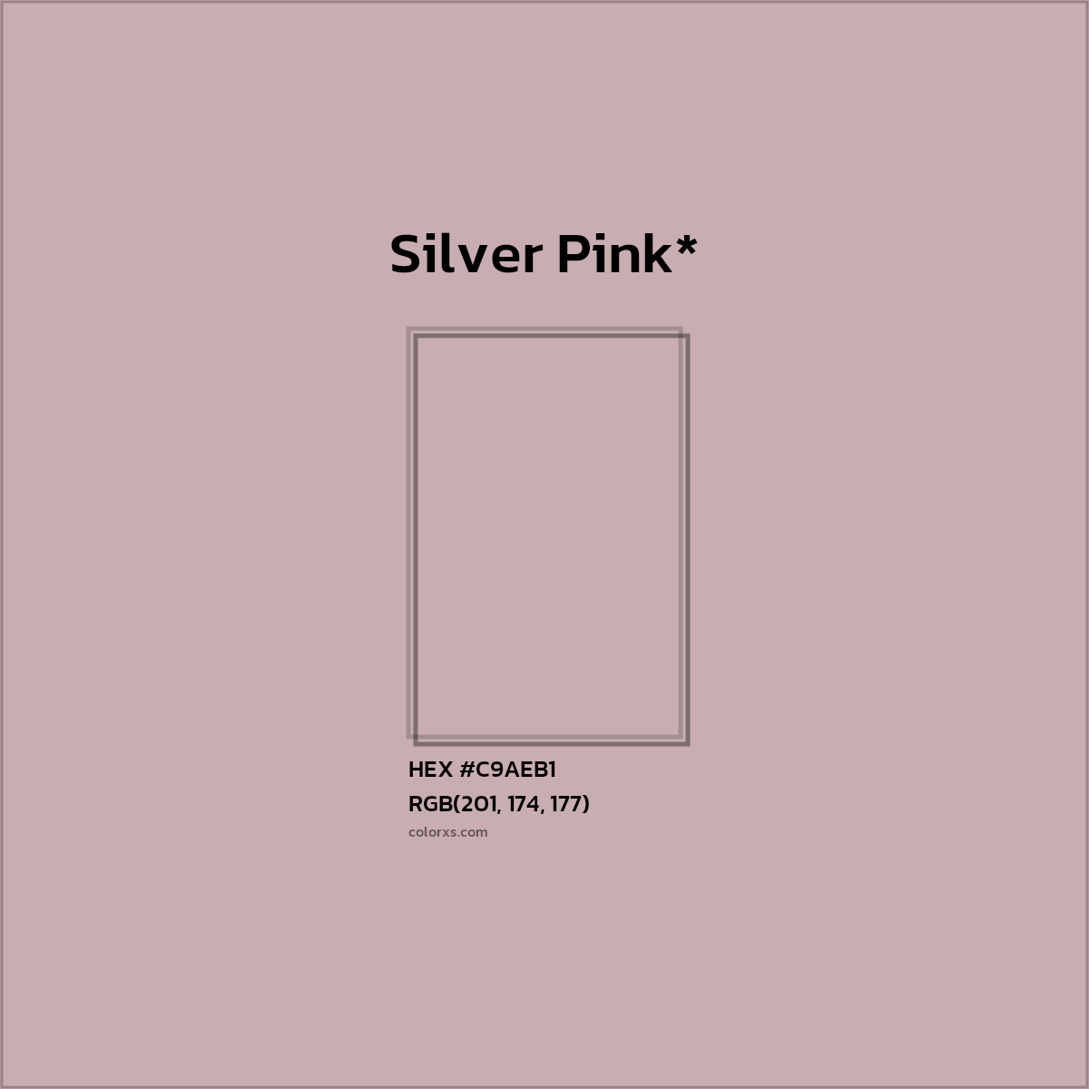 #C9AEB1 hex color. RGB, RYB, CMYK, HSL, HSV codes and color conversions. Matching color names, palettes, paints.