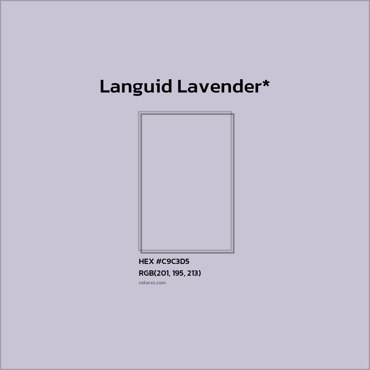 #C9C3D5 hex color. RGB, RYB, CMYK, HSL, HSV codes and color conversions. Matching color names, palettes, paints.