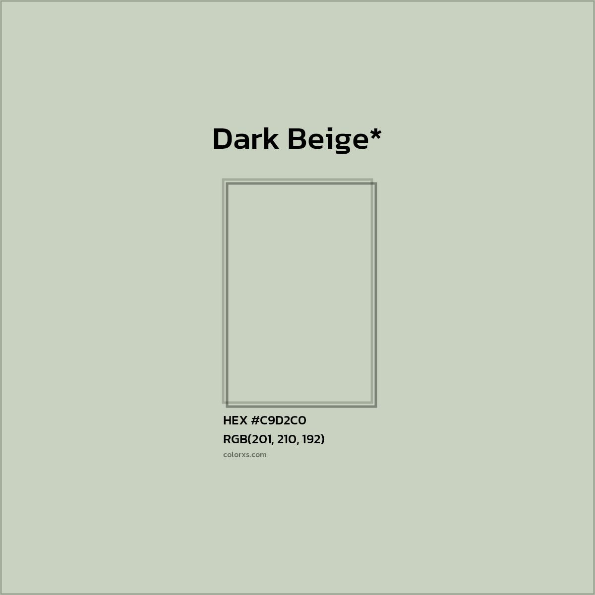 #C9D2C0 hex color. RGB, RYB, CMYK, HSL, HSV codes and color conversions. Matching color names, palettes, paints.