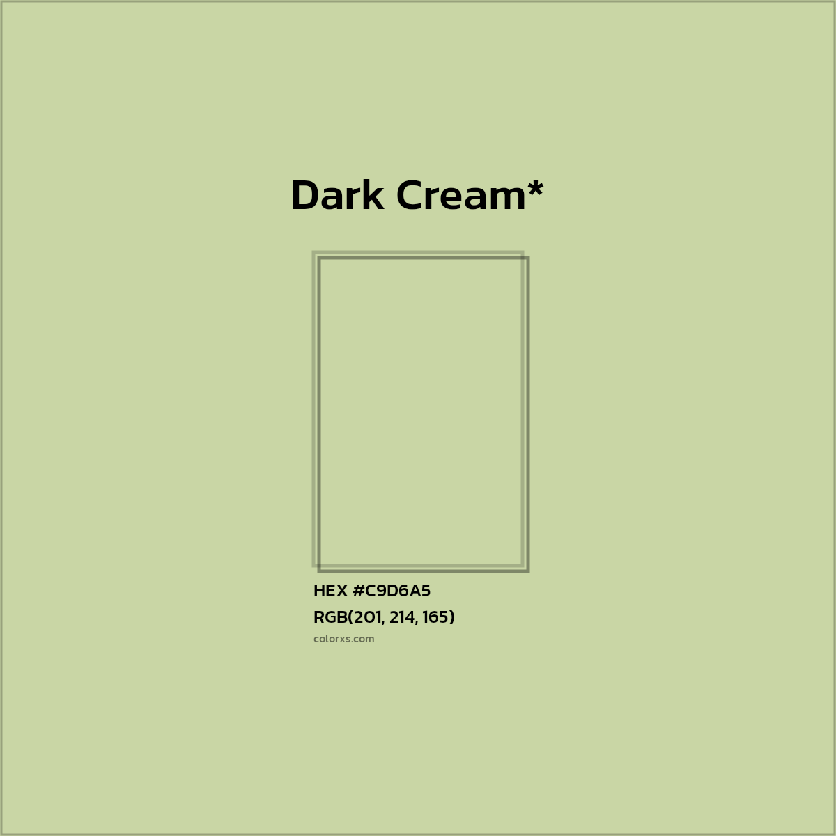 #C9D6A5 hex color. RGB, RYB, CMYK, HSL, HSV codes and color conversions. Matching color names, palettes, paints.