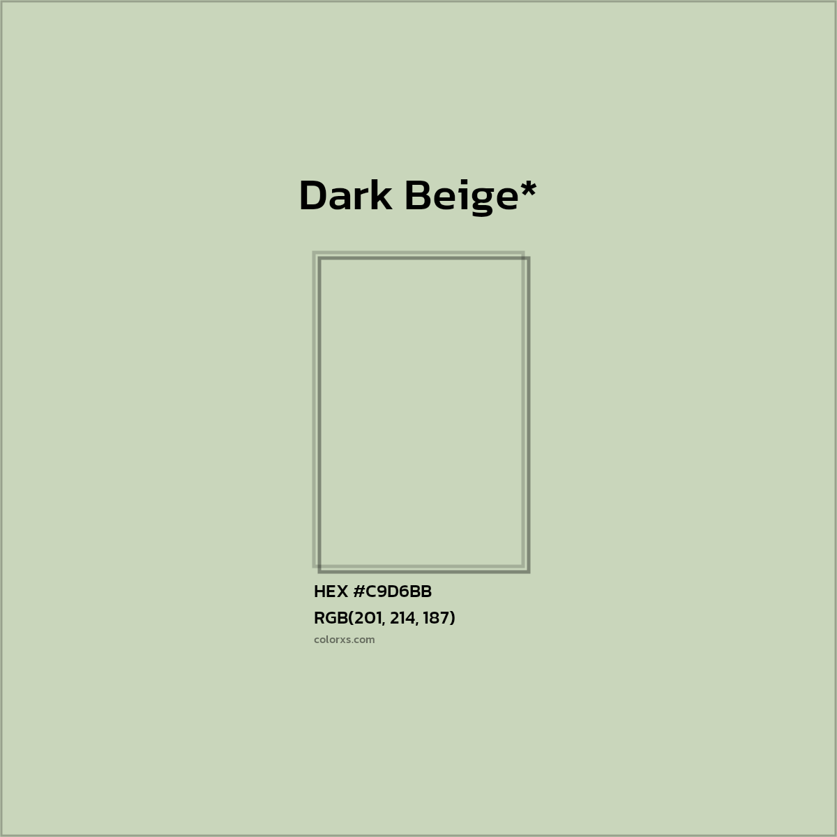 #C9D6BB hex color. RGB, RYB, CMYK, HSL, HSV codes and color conversions. Matching color names, palettes, paints.