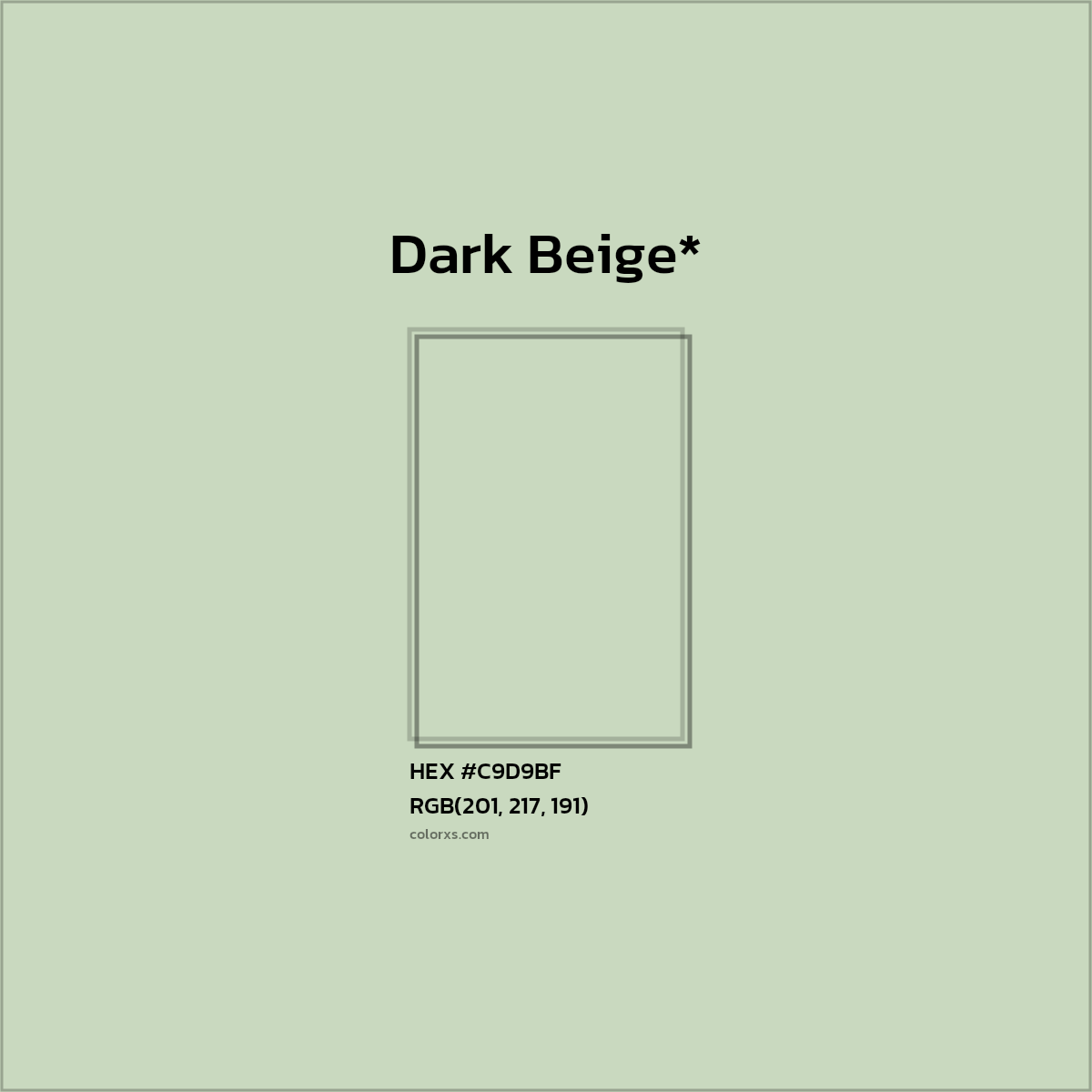 #C9D9BF hex color. RGB, RYB, CMYK, HSL, HSV codes and color conversions. Matching color names, palettes, paints.