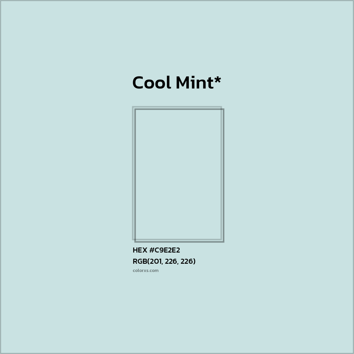 #C9E2E2 hex color. RGB, RYB, CMYK, HSL, HSV codes and color conversions. Matching color names, palettes, paints.