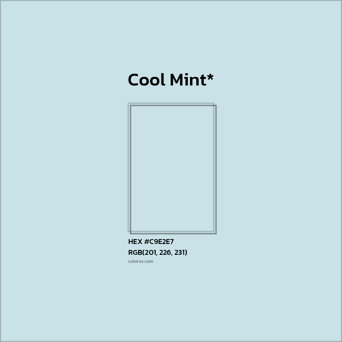 #C9E2E7 hex color. RGB, RYB, CMYK, HSL, HSV codes and color conversions. Matching color names, palettes, paints.