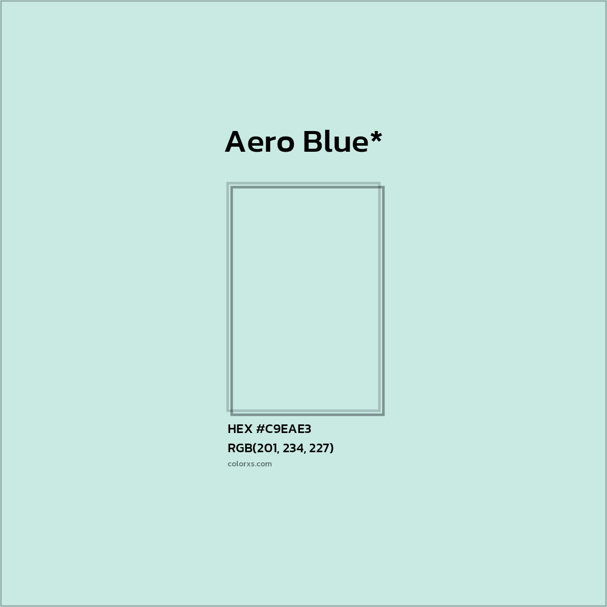 #C9EAE3 hex color. RGB, RYB, CMYK, HSL, HSV codes and color conversions. Matching color names, palettes, paints.