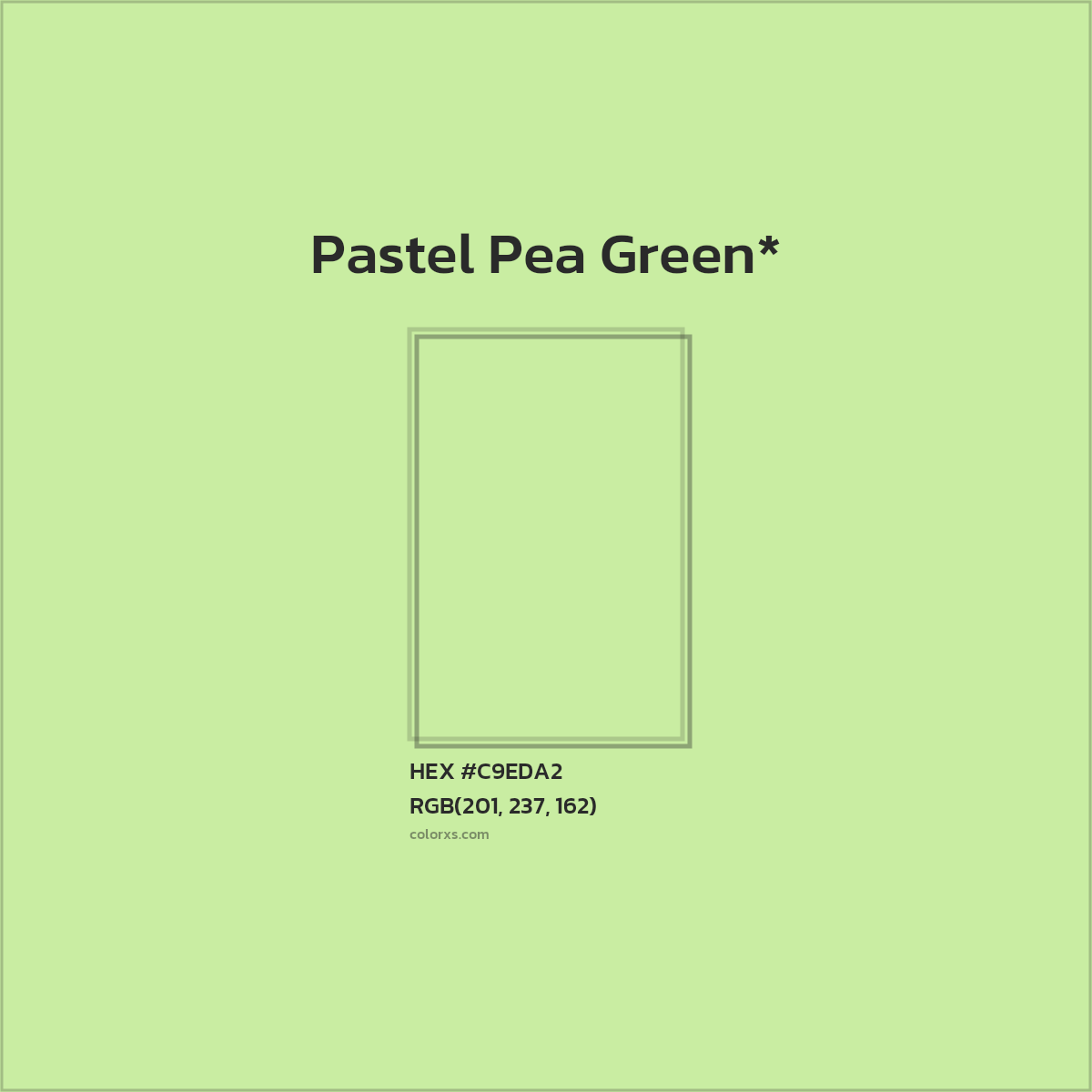 #C9EDA2 hex color. RGB, RYB, CMYK, HSL, HSV codes and color conversions. Matching color names, palettes, paints.
