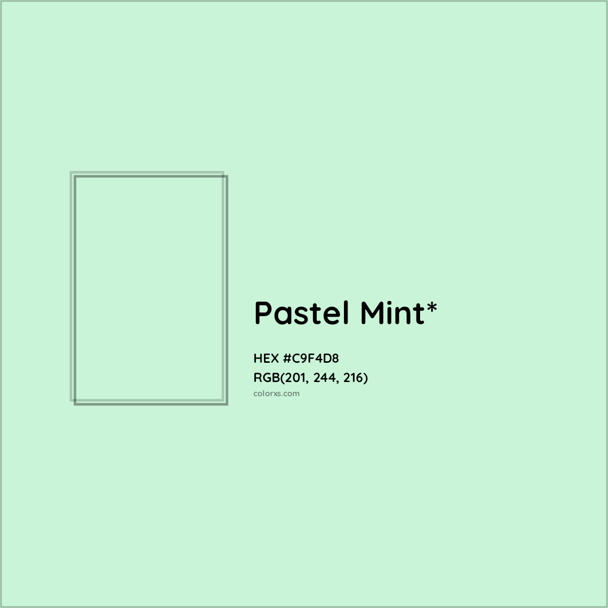 #C9F4D8 hex color. RGB, RYB, CMYK, HSL, HSV codes and color conversions. Matching color names, palettes, paints.