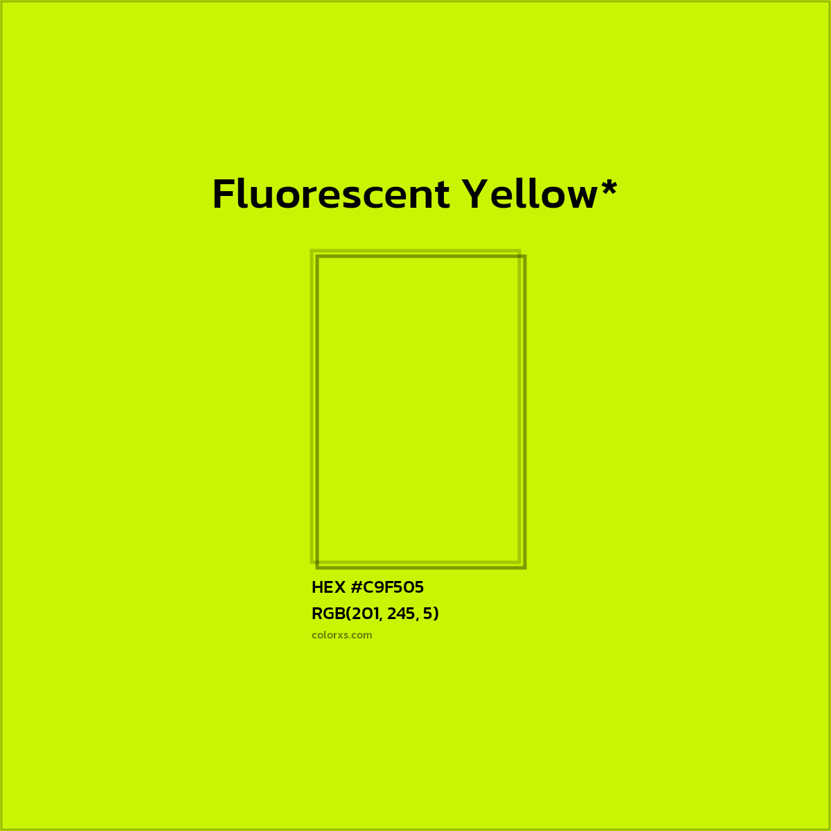 #C9F505 hex color. RGB, RYB, CMYK, HSL, HSV codes and color conversions. Matching color names, palettes, paints.