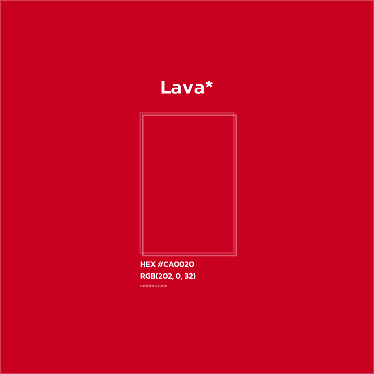 #CA0020 hex color. RGB, RYB, CMYK, HSL, HSV codes and color conversions. Matching color names, palettes, paints.