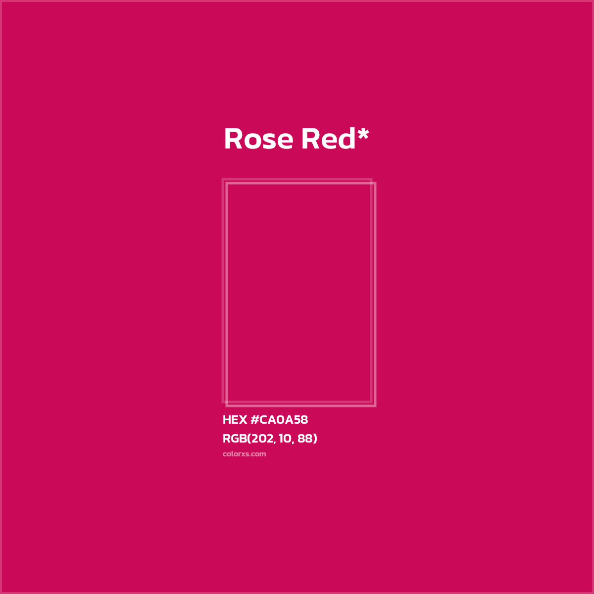 #CA0A58 hex color. RGB, RYB, CMYK, HSL, HSV codes and color conversions. Matching color names, palettes, paints.