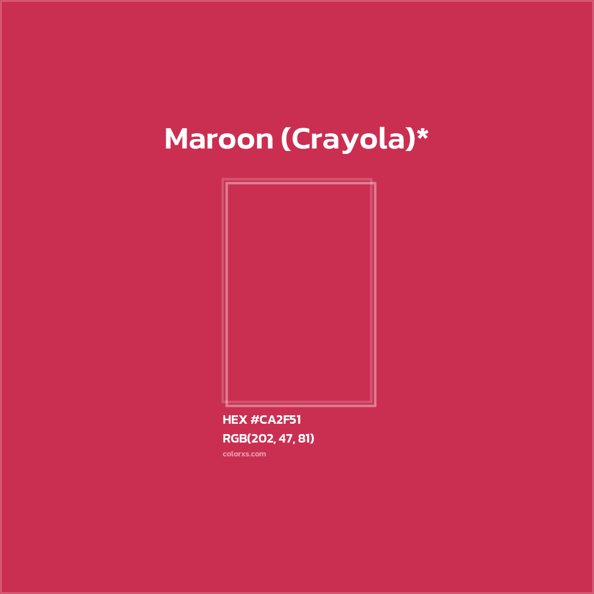 #CA2F51 hex color. RGB, RYB, CMYK, HSL, HSV codes and color conversions. Matching color names, palettes, paints.