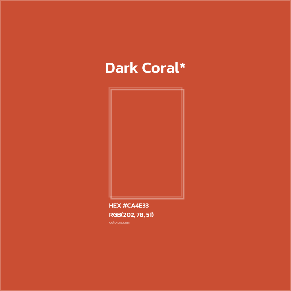 #CA4E33 hex color. RGB, RYB, CMYK, HSL, HSV codes and color conversions. Matching color names, palettes, paints.
