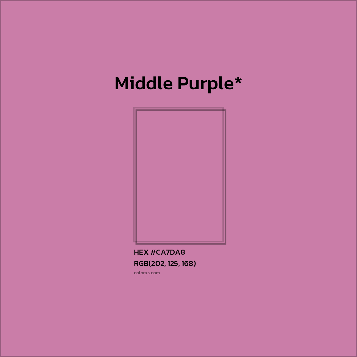 #CA7DA8 hex color. RGB, RYB, CMYK, HSL, HSV codes and color conversions. Matching color names, palettes, paints.