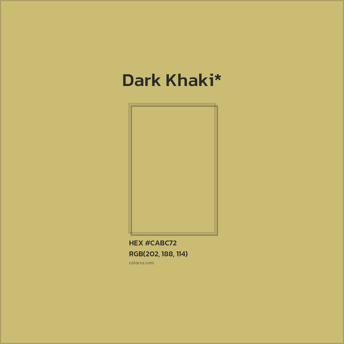 #CABC72 hex color. RGB, RYB, CMYK, HSL, HSV codes and color conversions. Matching color names, palettes, paints.